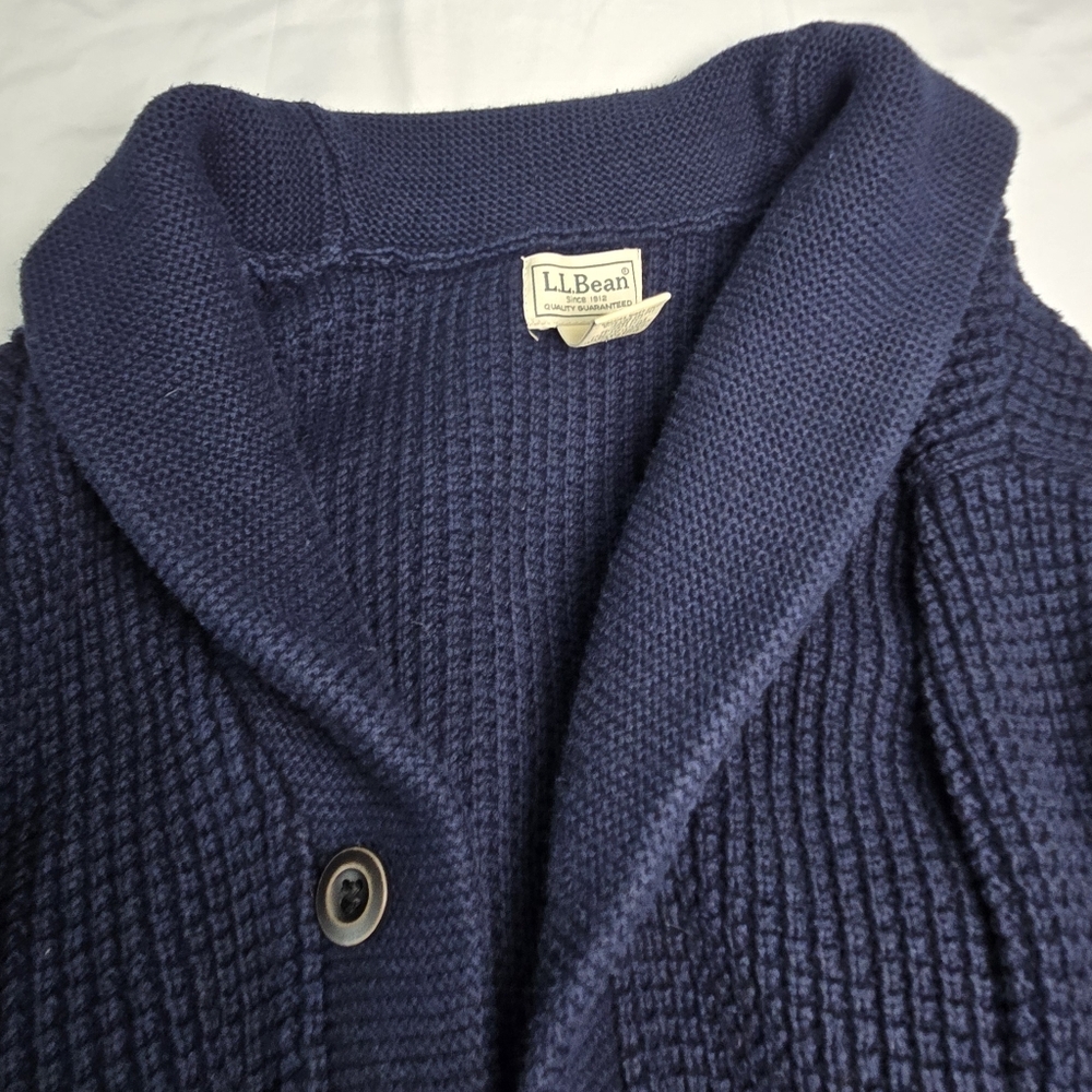 L.L. Bean Dark Navy Blue Men's Button Down Cardigan Sweater Size XXL - Picture 5 of 12